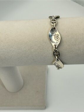 Brighton Twirl Twist Bracelet 8" Silver Plated Oval Link Vintage